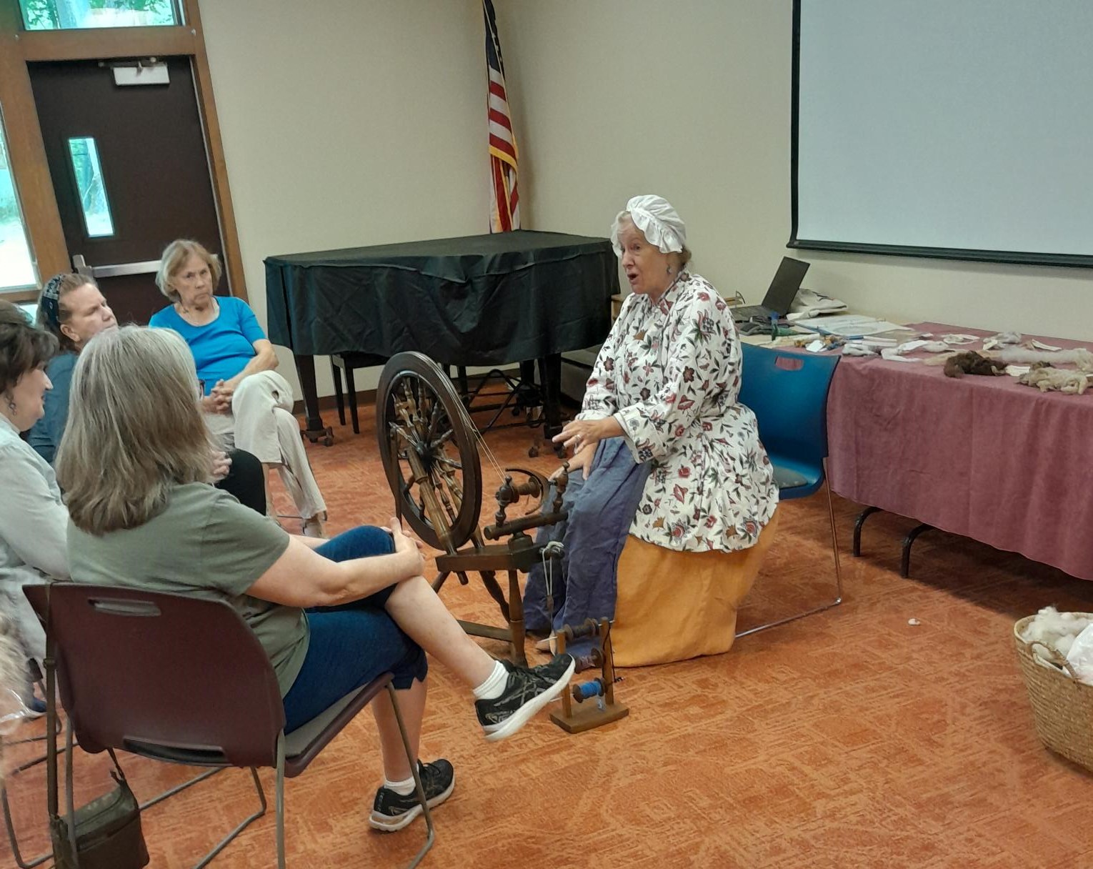Teaching a Class on Spinning Wool