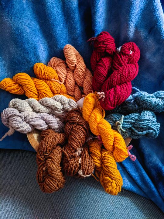 Skeins of Hand Spun, Natural Dyed Yarns